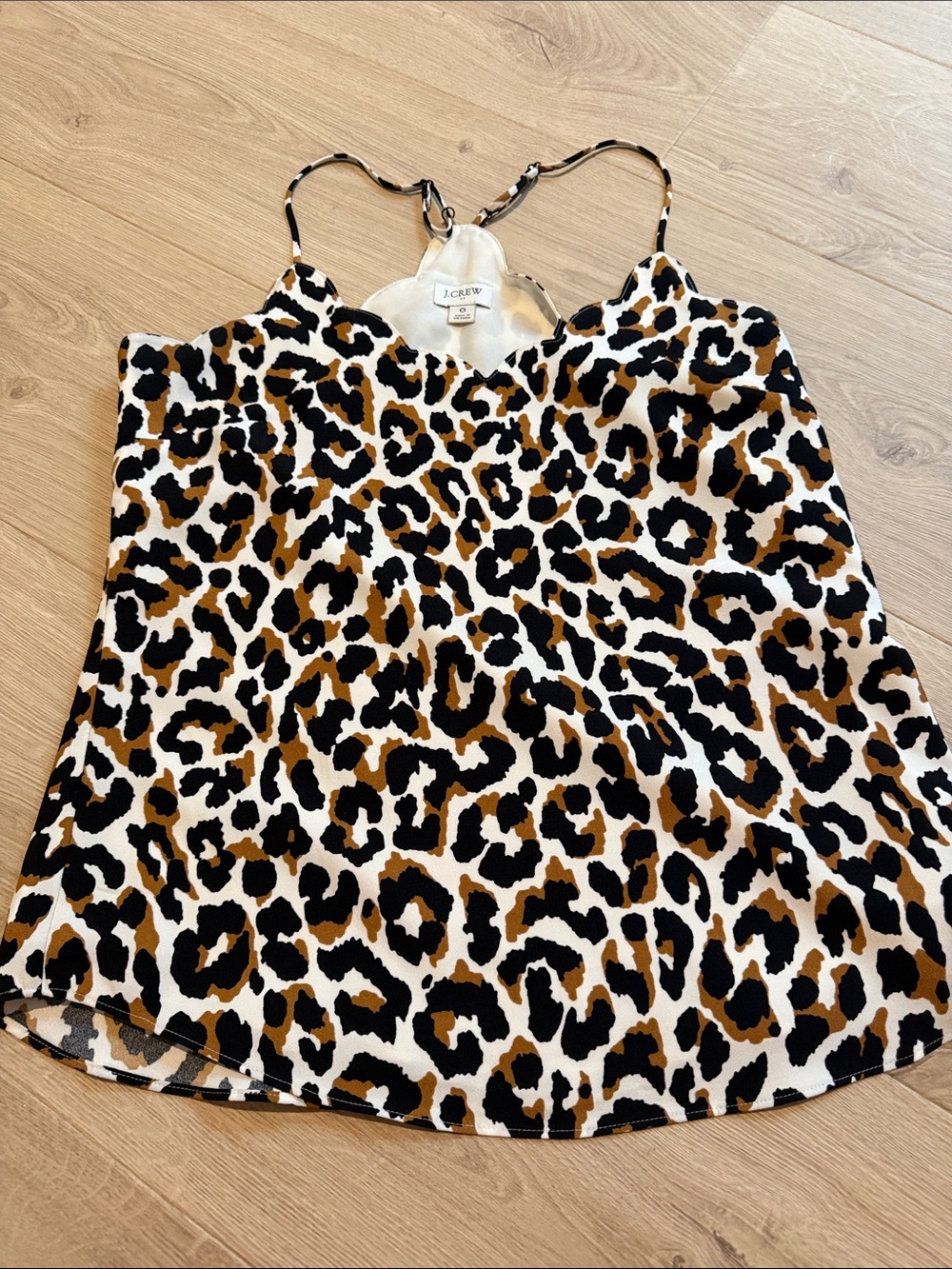 J. Crew Leopard Print Satin Cami in Brown, Black & White